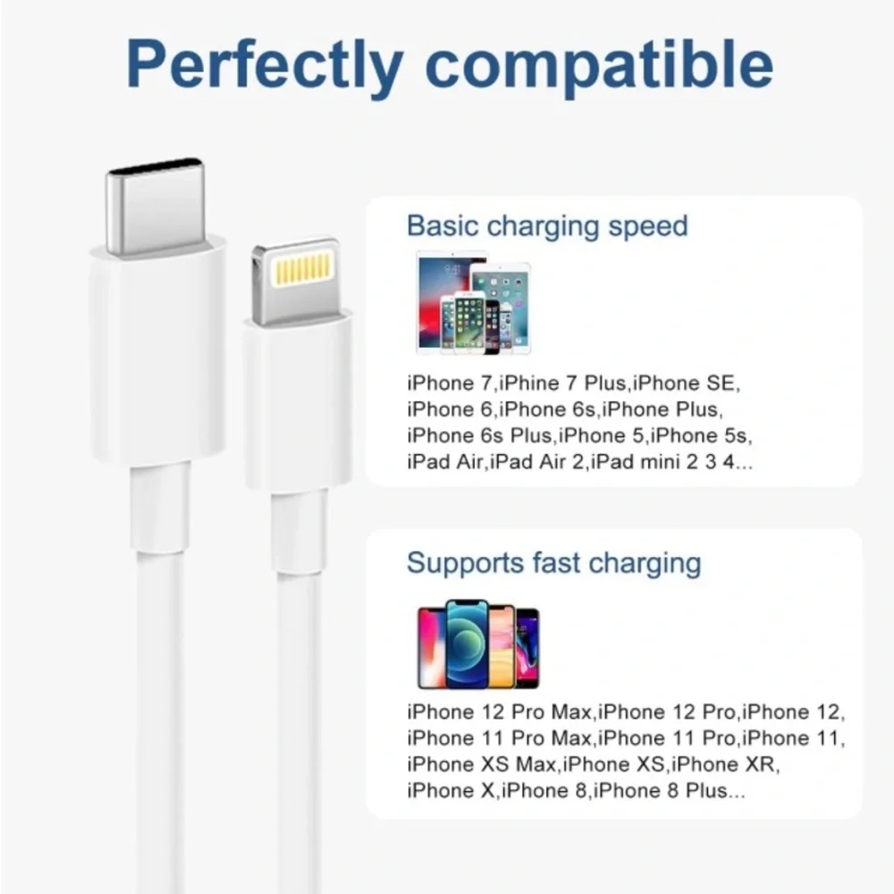 Cable C - to lighting Fast Charger For iPhone 9,10,11,12,13,14 15, pro, max 3F